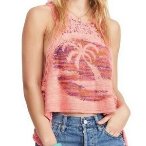 NWT FREE PEOPLE PINK LUAU CROCHET TANK TOP